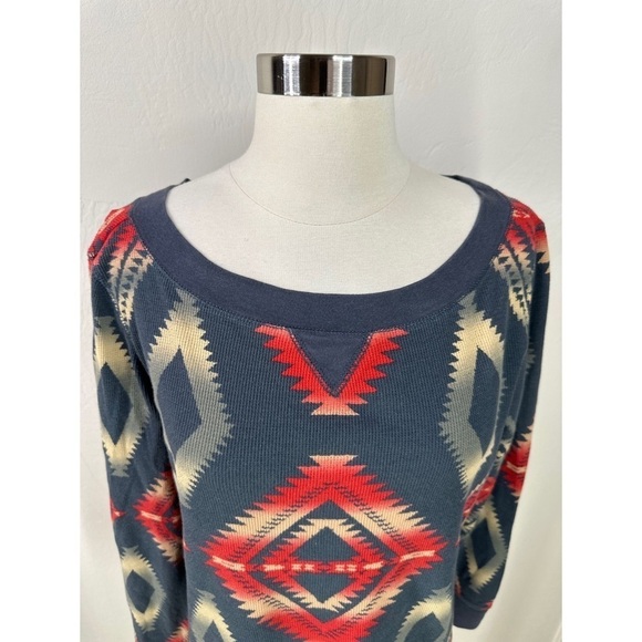 Chaps Denim Aztec Southwestern Long Sleeve Sweatshirt - Picture 4 of 9
